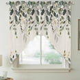 thumbnail image 2 of Green Eucalyptus Swag Curtains for Kitchen/Bedroom/Living Room, Farmhouse Weeping Leaves on Linen Scalloped Curtains 63 Inch Long, Rod Pocket Window Swag Topper Curtains Valances 2 Panels Set 36"x63", 2 of 8