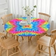 thumbnail image 3 of Colorful Tie Dye Pattern Round Fitted Tablecloth with Elastic Edge,Dining Table Cover Waterproof,Outdoor Round Tablecloth for Camping,Dining,Indoor and Outdoor, 3 of 7