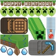Minecraft Party Supplies and Decorations Set, Minecraft Birthday Party Supplies, Serves 16 Guests, Includes Plates, Banner, Table Cover, Balloons