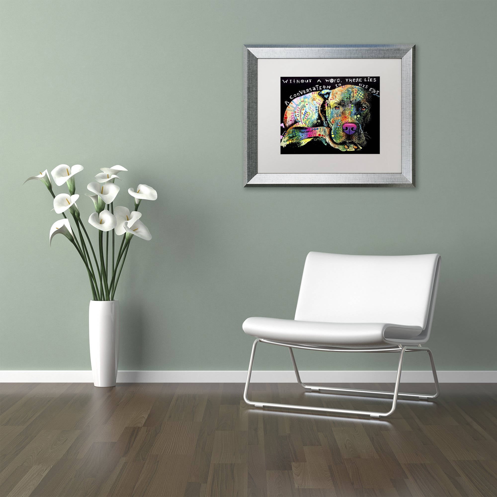 Trademark Fine Art 'Without a Word' Canvas Art by Dean Russo, White Matte, Silver Frame