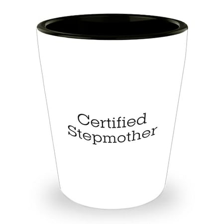 

Amangny Funny Stepmother Gifts for Graduation Certified Stepmother Shot Glass White 1.5oz Ceramic Microwave and Dishwasher Safe
