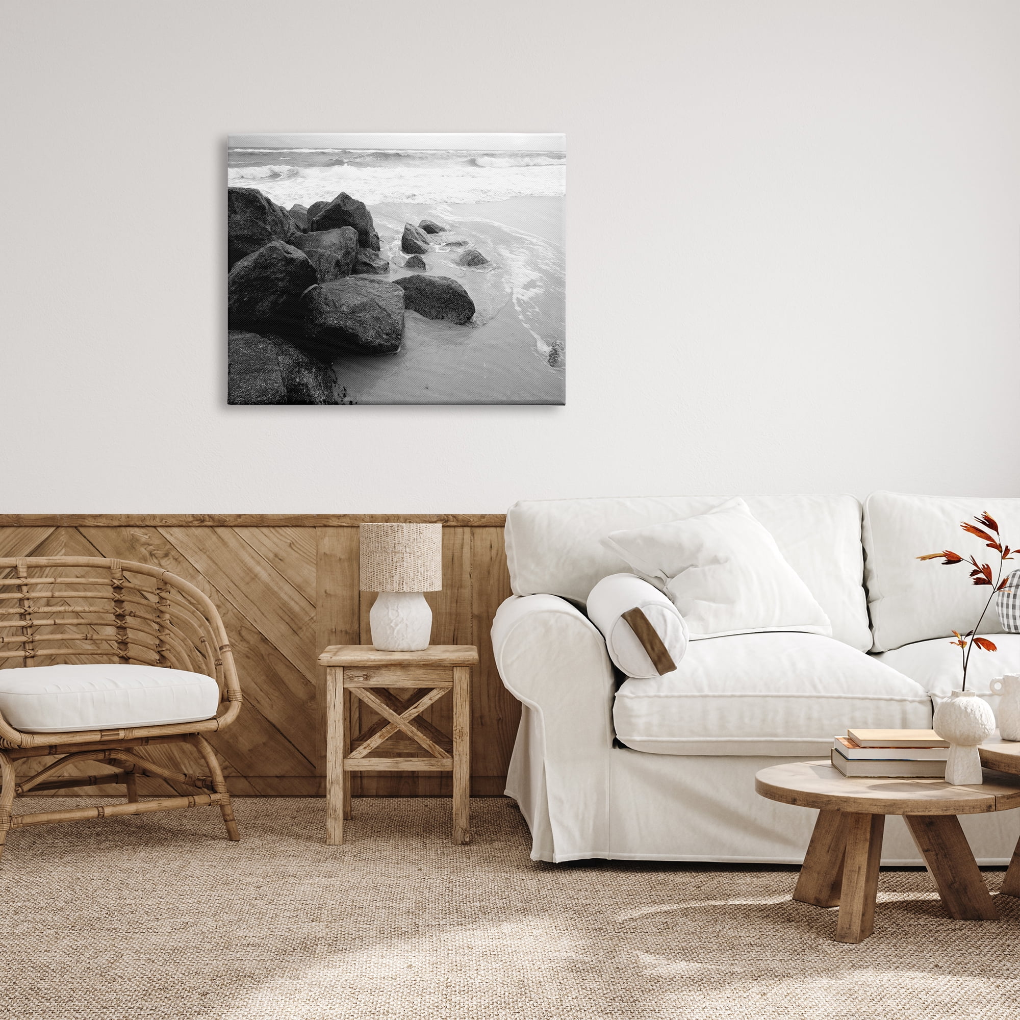 Stupell Indtries Incoming Tide Nautical Beach Coast Black White Photography,40 x 30,Design by Bill Carson Photography