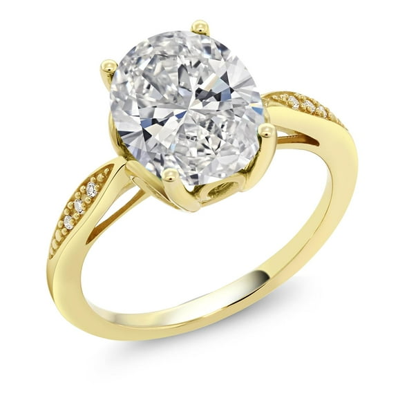 Gem Stone King 3.06 Cttw 14K Yellow Gold IGI Certified Lab Grown Diamond Engagement Ring for Women | Center 3 Ct Oval Cut With IGI | E-F Color | VS1-VS2 Clarity (Size 6)
