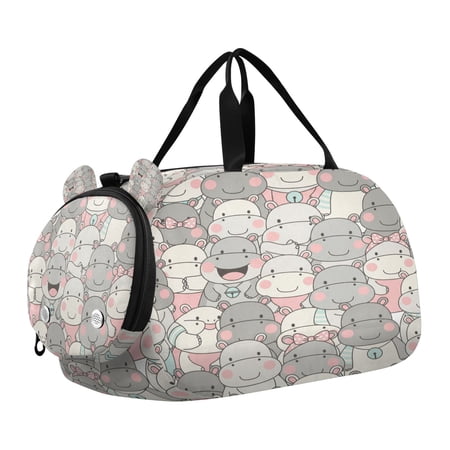DIXRUYEE Cute Baby Hippo Scale Duffel Bag With Ventilated Shoe Pocket & Adjustable Strap for Gym, Dance & Travel