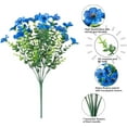 thumbnail image 4 of JASGARDE Artificial Flowers for Outdoors, Faux Flower Daisy with Eucalyptus Leaves, UV Resistant Waterproof No Fade Faux Flower for Front Door Porch Patio Planter Garden Decor, 4 Bundles, Blue, 4 of 5