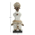 thumbnail image 6 of DecMode Small Hand-Crafted Pine Wood, Cowrie Shells, Orange Beads & Kente Cloth African Woman Namji Doll, White, 6 of 10