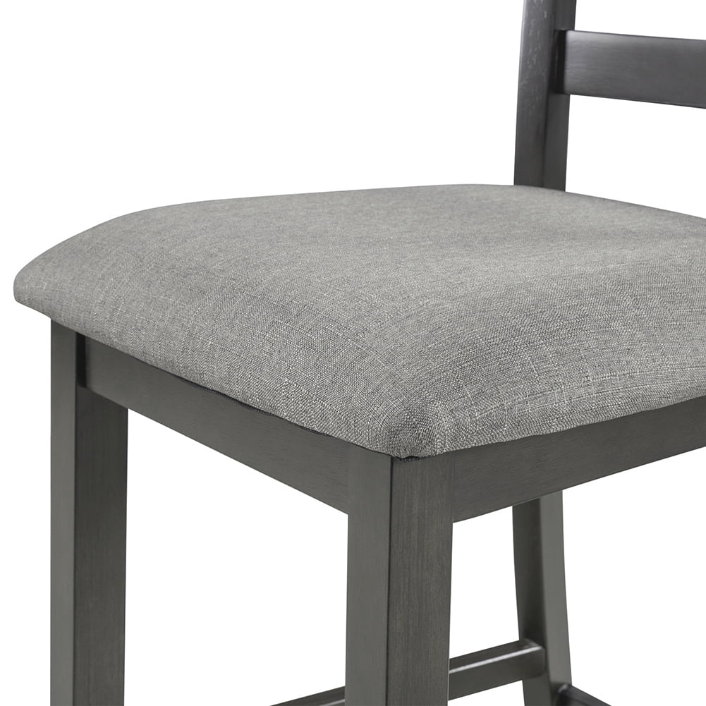 Canddidliike Wooden 5-Piece Storage Dining Table and Padded Chairs Set Distressed Gray