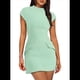 thumbnail image 2 of Vestido de Verano para Mujer, Cuello Alto, Corta, Minivestido de Fiesta, Verde , Talla L, 2 of 8