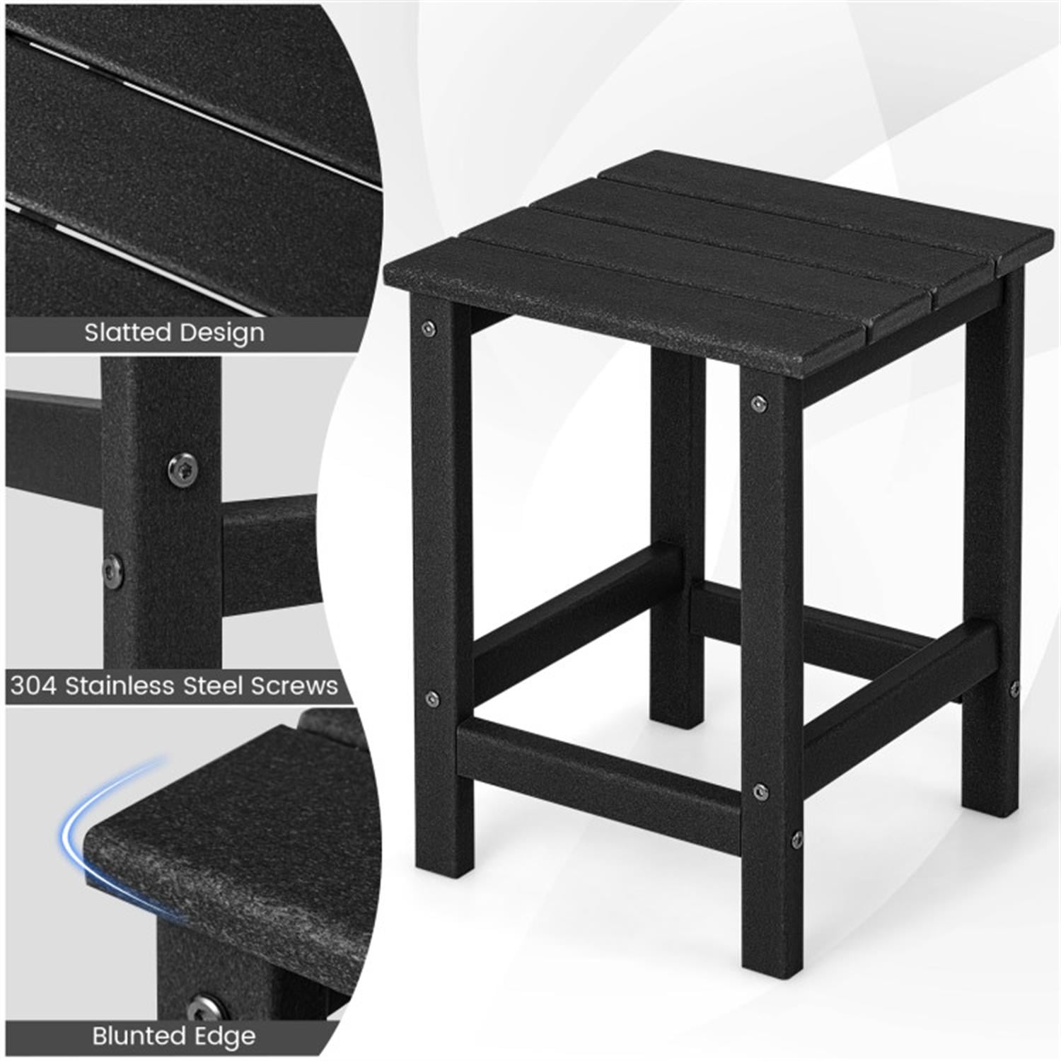 Demi Bonn 14" Square Weather-Resistant Adirondack Outdoor Side Table Set of 2, Small Outside End Table for Garden Yard Patio,door or Outdoor Use, Black