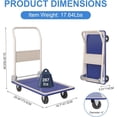 thumbnail image 2 of Eastvita Chariot Pousse-Pousse Pliable Robuste avec Roues Pivotantes à 360 Degrés Capacité de Charge de 286 Lb pour le Chargement et le Rangement (Bleu), 2 of 5