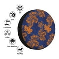 thumbnail image 4 of Salouo Golden Maple on Navy Blue Print Spare Tire Cover 14-17 inch Spare Tire Protector Universal Tough Tire Wheel Cover for Trailer SUV and Truck-14 inch, 4 of 6