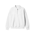 thumbnail image 3 of Vivianyo HD Women's Over Size Drop Shoulder Quarter Zip Fall Sweatshirt, Womens Stand Collar Ribbed Cuff and Hem Solid Winter Pullover Tops for Loungewear, Women's White, Sizes S-2XL, 3 of 5