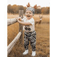thumbnail image 3 of RUINIXCW Newborn Baby Boy Hunting Outfit Infant Baby Boys Spring Summer Fall Camo Clothes Funny Letter Truck Print Long Sleeve Romper and Camouflage Pants Hat Set, 3 of 9