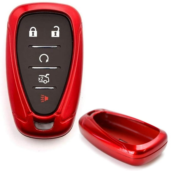 Glossy Metallic Red Exact Fit Key Fob Shell Cover For 2016-up Chevrolet Camaro Cruze Spark Volt, 2017-up Malibu Bolt Sonic Trax, etc