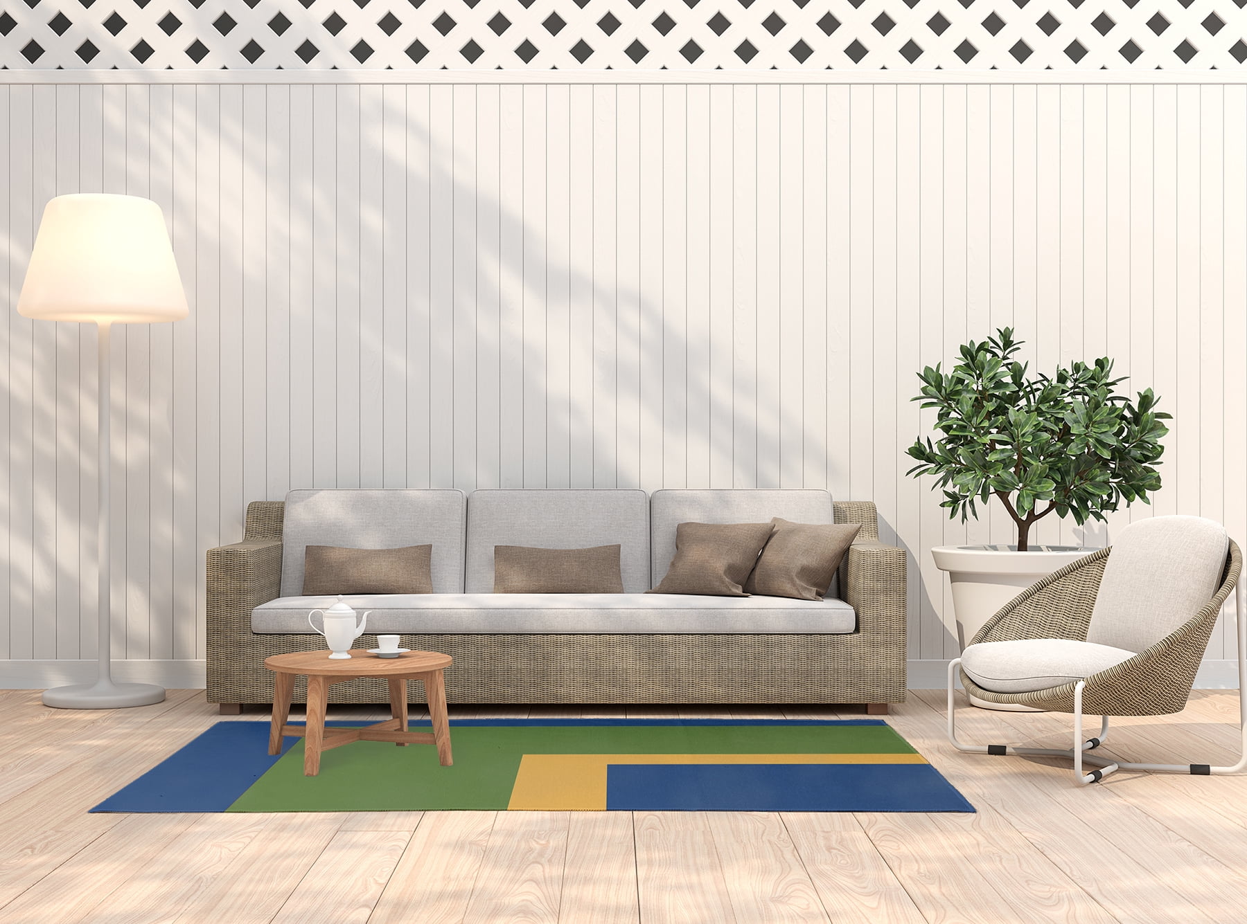 5' x 7' Simply Daisy Bold Blocks Modern & Contemporary Chenille Area Rug, Nautical Navy
