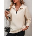 thumbnail image 4 of SWSMCLT Women's Half Zip Sweatshirt Thermal Long Sleeve High Neck Polar Fleece Sweat Shirt Zip Top Fall Fashion Apricot XX-Large, 4 of 4