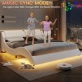 thumbnail image 4 of Bed Frame, Large with Headboard, Modern Upholstered Platform, LED Bed Frame, With LED Lights, Wavy Curve,Large Thin Platform Bed My Lux Decor Round, 4 of 8