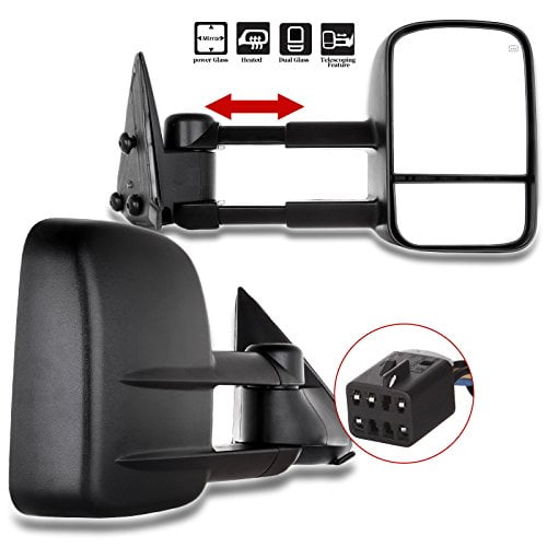 OCPTY Paire de Miroirs de Remorquage Ajustables pour 1999 2000 2001 2002 pour Chevy pour GMC Silverado Sierra pour Chevy pour GMC Suburban Tahoe Yukon TG Yukon Noir Miroir de Remorquage