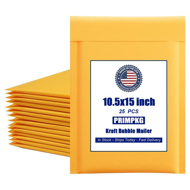 Sobres acolchados Kraft con burbujas PRIMPKG, paquete de 25, 27 x 38 cm