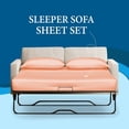 thumbnail image 2 of 600 Thread Count Pima Cotton Sleeper Sofa 4-PCs Sheet Set Full Sofa Size Peach Stripe, Fits (6 Inch Deep) Sofa Bed Sheets, 2 of 6