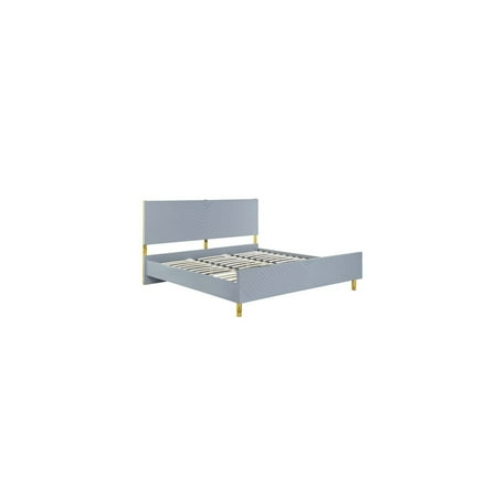 HomeStock Island Oasis QUEEN BED, Gray High Gloss Finish
