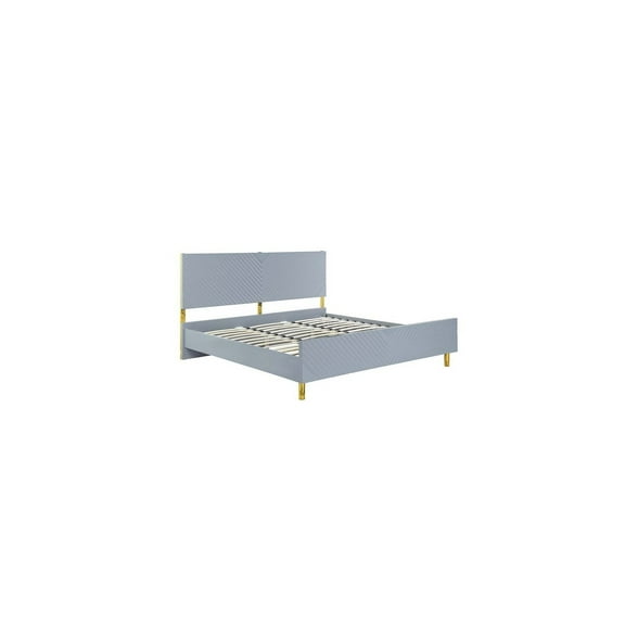 HomeStock Island Oasis QUEEN BED, Gray High Gloss Finish
