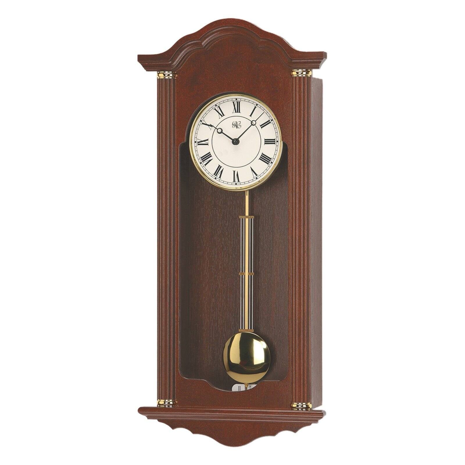 River City Clocks Dark Brown Chiming Wall Clock with Brass Accents
