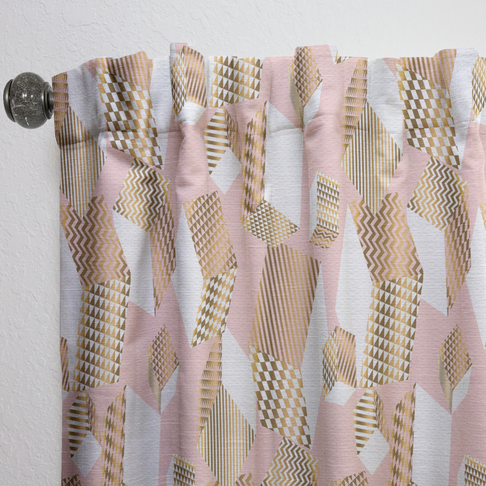 Designart 'Rose and Gold Cubes I' Mid-Century Modern Curtain Panel