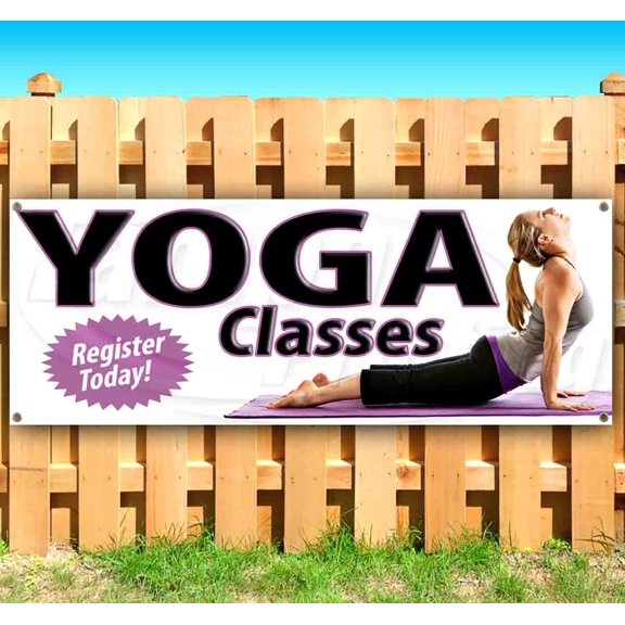 Yoga Classes 13 oz Vinyl Banner With Metal Grommets