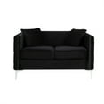thumbnail image 4 of 2-Piece Living Room Furniture Sets, Modern Velvet Upholstered Modular Sofa Set with 3-Seater Sofa, Loveseat and 5 Throw Pillows, Accent Sofa Couch with Button Tufted and Nailhead Trim, Black, 4 of 7