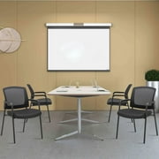 CLATINA Office Reception Guest Chair Mesh Back Stacking with Ergonomic Lumbar Support and Thickened Seat Cushion for Waiting Conference Room Black 4 Pack