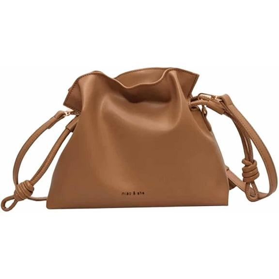 Ladies' fashionable minimalist bag, drawstring bucket bag, single shoulder crossbody bag, pleated bag