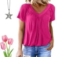 thumbnail image 2 of T Shirts For Women Womens Tops Casual Summer T Shirts Short Sleeve V Neck Tops Tshirts, 2 of 6