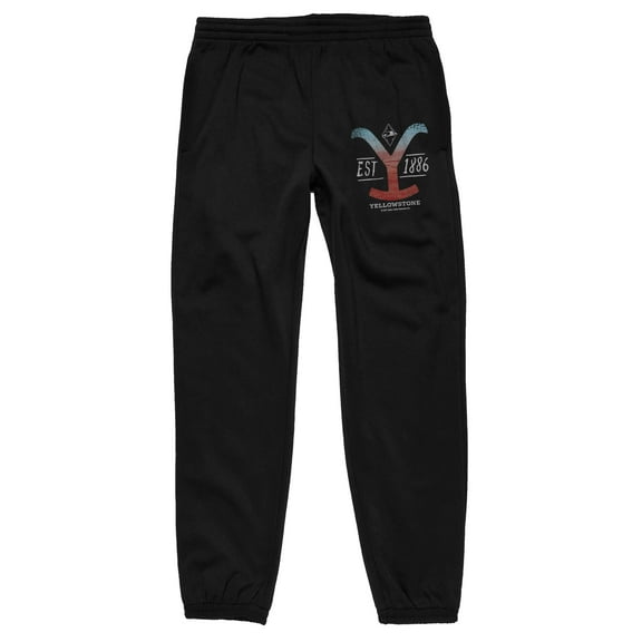 Yellowstone Est 1886, Series Logo on Black Adult sleep pant-Large