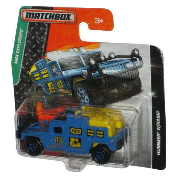 Matchbox MBX Explorers (2015) Blue Hummer w/ Ramp Toy Truck - (Short Card)