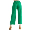 thumbnail image 6 of Summer Saving Wycnly on Sale Pants for Women Palazzo Pants for Women Casual Drawstring Elastic Waist Yoga Sports Cropped Pants Solid Loose Wide Leg Slit Trousers, 6 of 7