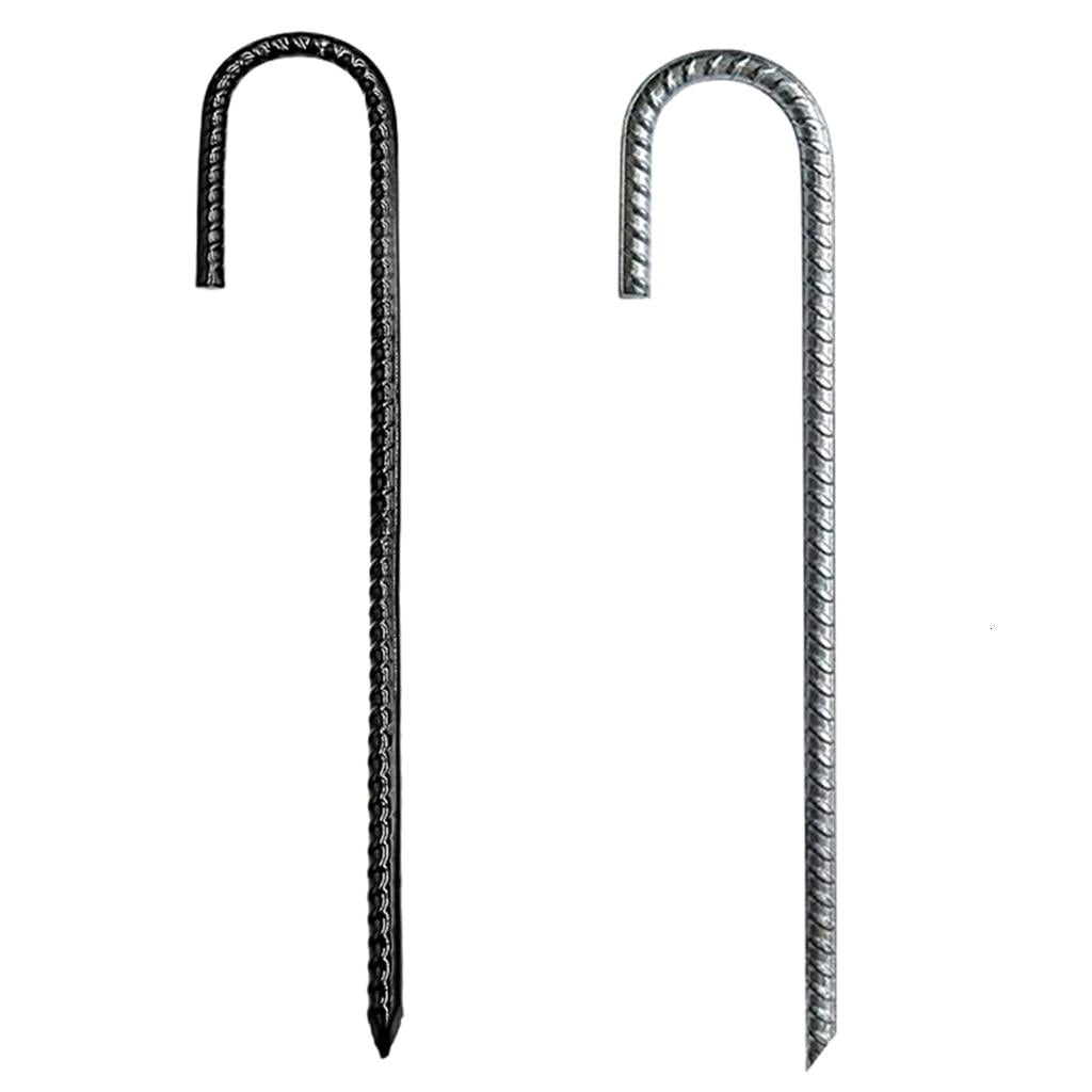 Yihuala 3Pcs Galvanised Steel Ground Anchors Stakes L/Ushape Trampolines Rebars Stakes Tent Nails Garden Stake Camping Tent Peg