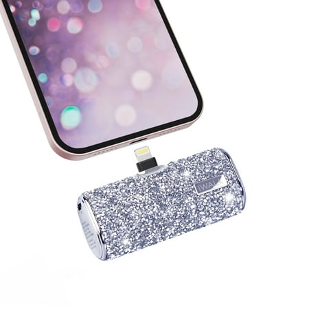 iWALK Portable Charger Power Bank Small 4500mAh Shiny Battery Pack Compatible with New iphone 14/14 Plus/13/12/11, Silver
