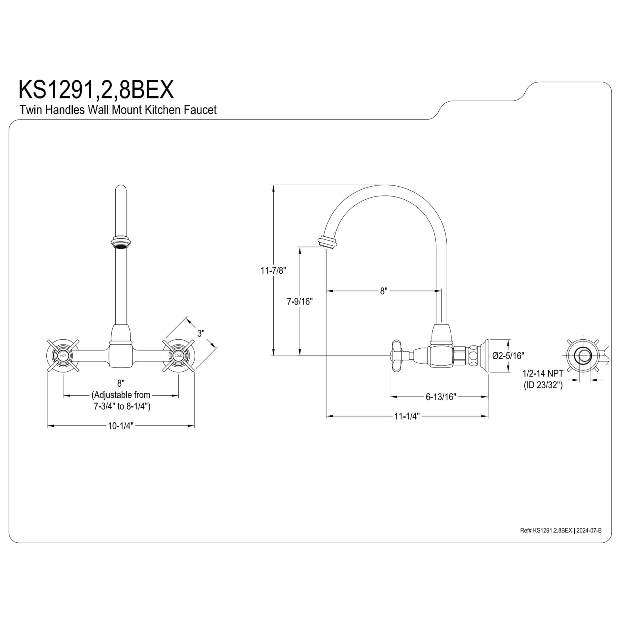 Kingston Brass KS1292BEX Essex Bridge Kitchen Faucet, Polished Brass