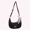 thumbnail image 4 of 6252 Bolso Lona Floral Con Pañuelo Bolso Mano Gran Capacidad Bolso Bandolera Informal para Desplazamientos (negro), 4 of 9