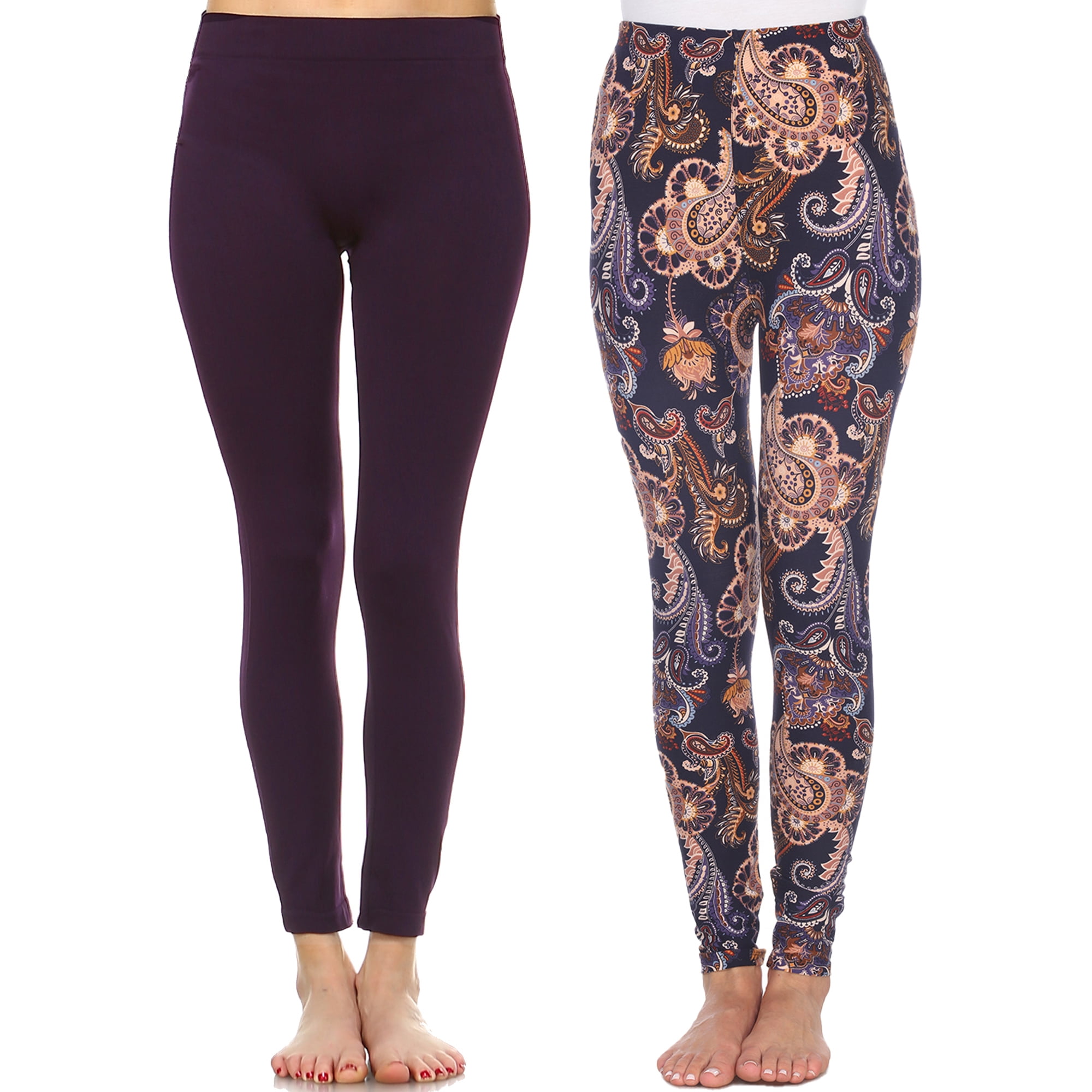 White Mark Women's Plus Size Pack of 2 Printed Leggings