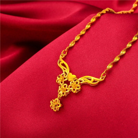 Women's 22K 24K Thai Baht Yellow Gold Gp Filled Necklace Jewelry