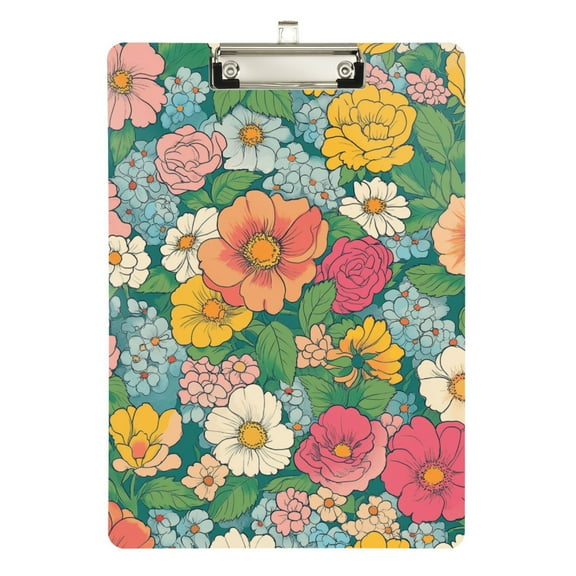 FORMRS Acrylic Clipboard with Low Profile Clip Standard A4 Letter Size, 12.5" x 9", Floral Pattern