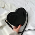 thumbnail image 4 of Bolso de mujer Bolso de Hombro con Forma de Corazón de Amor Cuero Brillante de Color Puro para Damas Y Niñas , Negro Negro Magideal Bolso de mujer, 4 of 7
