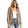 thumbnail image 2 of Women's Oversized Zip Up Hoodie Sweatshirt Casual Long Sleeve Loose Fit Pullover Streetwear Cozy Fleece Outwear Plus Size Drop Shoulder Kangaroo Pocket Winter Fall, 2 of 8
