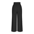 thumbnail image 3 of Pants for Women Womens Drawstring Elastic Waist Pants Casual Solid Pleated Loose Wide Leg Palazzo Trousers Ladies Fall Lightweight Pocket Long Pants, 3 of 5