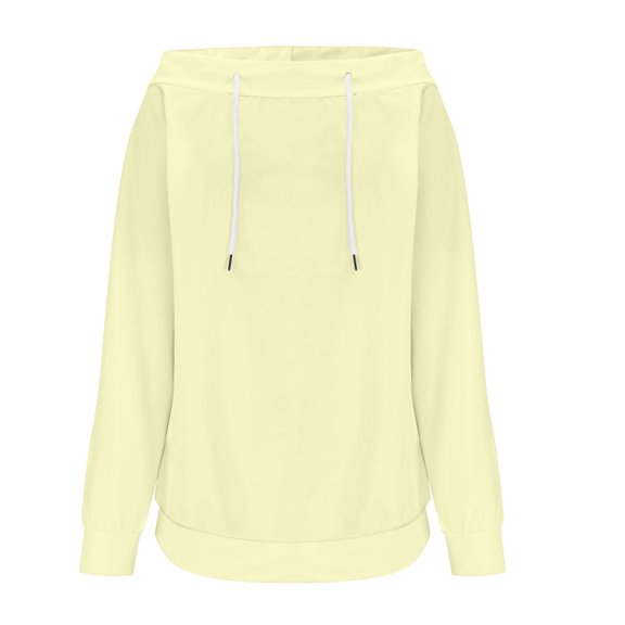 Roundneck Sweatshirts Long Sleeve Shirts Tops for Women Solid Color off Shoulder Loose Casual Basic Pullover
