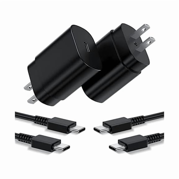 can Type C Charger, 2Pack 25W PD USBC Wall Charger Super Fast Charging Block& 10ft Android Phone Cable Cord for Samsung Black