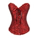 thumbnail image 3 of Corsé floral para mujer, corsés góticos con bordado en espiral, varillas de acero, satén, steampunk. negro y rojo, 3 of 9