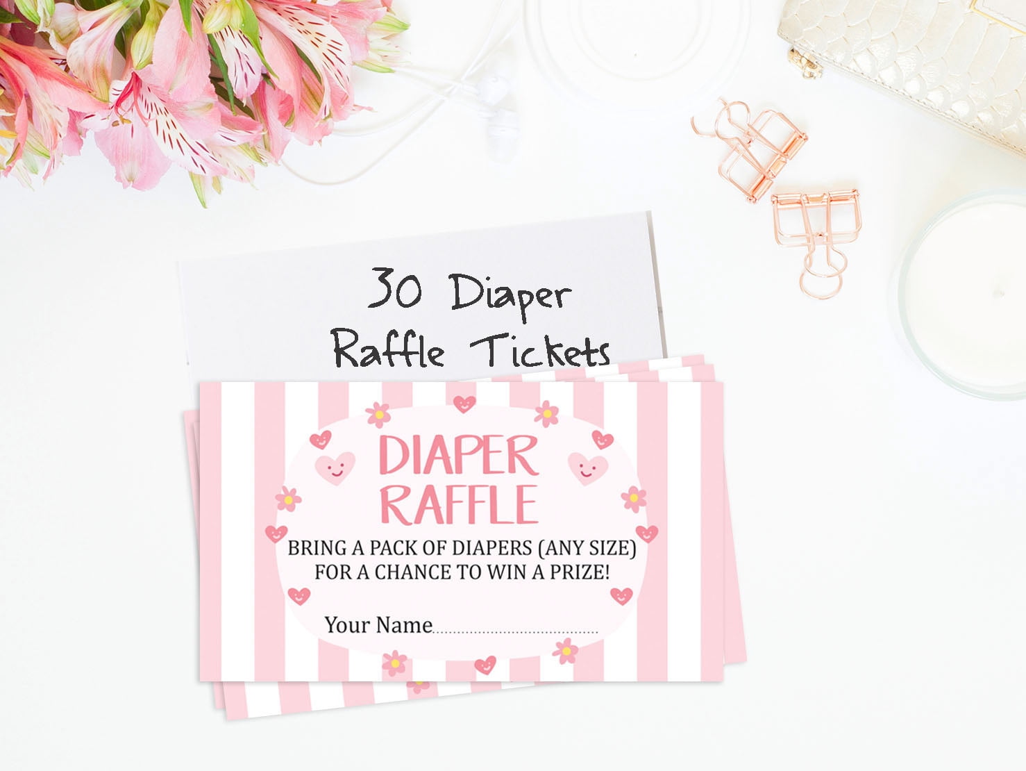 Inkdotpot 30Gender Neutral Baby ShowerDiaper Raffle Ticket Lottery Insert Cards Supplies Games For Baby Shower Party Bring A Pack Of Diapers To Win Favors Gifts And Prizes